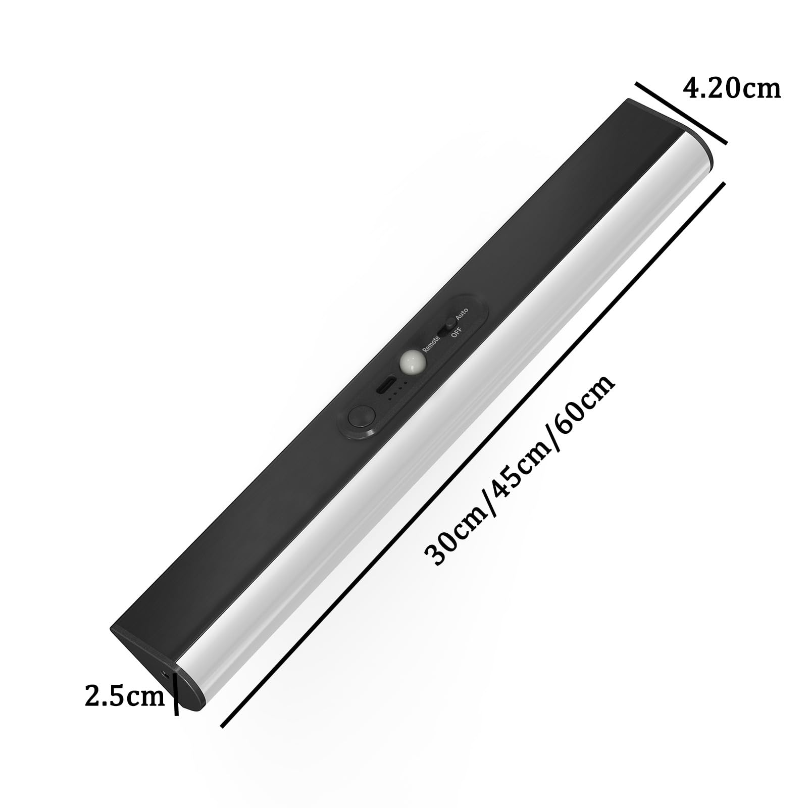 LED Unterbauleuchte Akku Wandleuchten mit Bewegungsmelder Dimmbare Wandbeleuchtung mit Fernbedienung Magnetische Wandleuchte für Schrank Küche Wohnzimmer Schlafzimmer (Silber,45cm)