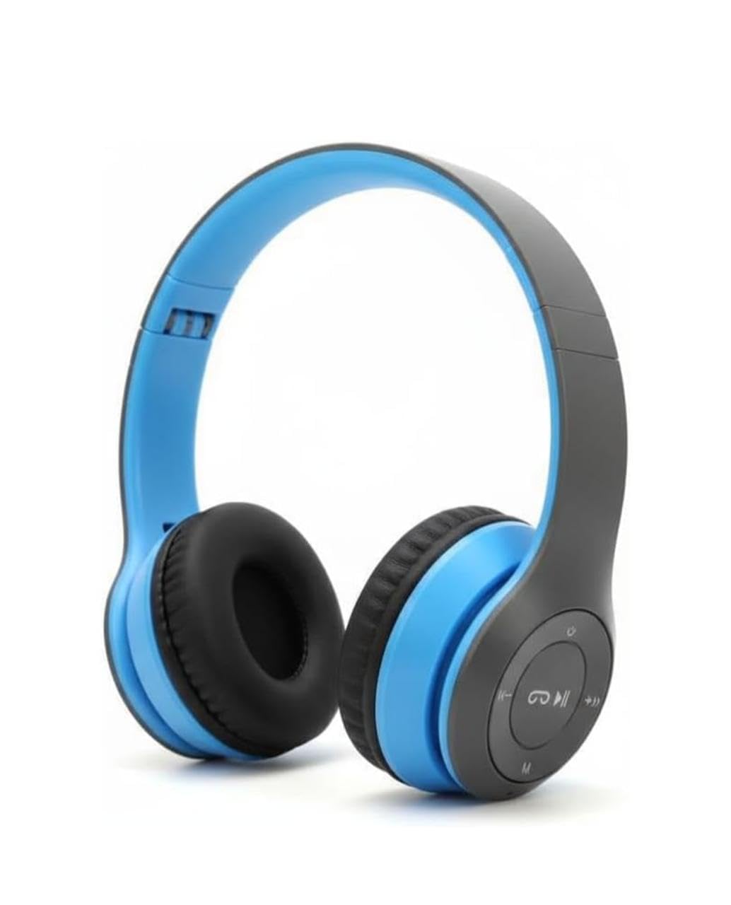 P 47 Wireless Bluetooth Headphones, Over-Ear Headset with Extra Bass, Foldable Design, Soft Memory Protein Earmuff, Bluetooth 5.0, FM Radio, SD Card Support, AUX Input (Blue)-image-45