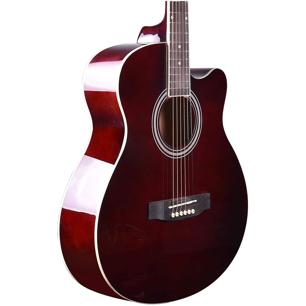 Kadence FNTR-BRN Frontier 40" Acoustic Guitar | Grand Auditorium Cutaway | Comes with Bag, Set Of Strings, Strap, Picks | Includes Learning Course | Wine Red 1