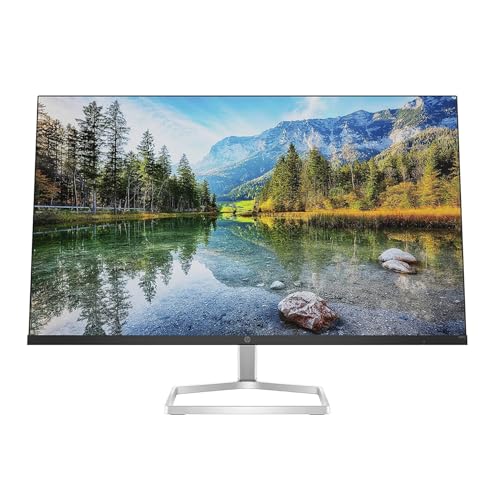 HP M27fe Monitor da 27', FHD, 16:9, Antiriflesso, Pannello IPS da 75Hz, Tempo di Risposta 5 ms, Reclinabile, AMD FreeSync, 300 Nits, Low Blue Light, HDMI 1.4, VGA, No montaggio VESA, Argento