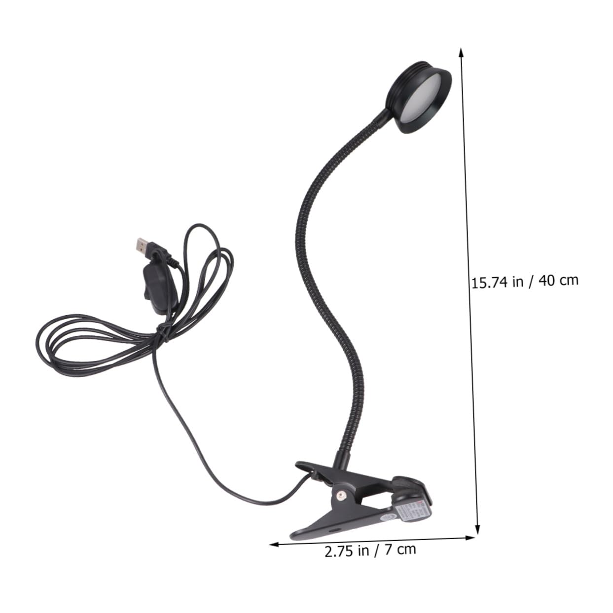 Gatuida Lampada da Lettura a Clip LED 4w 6w Nera Collo Flessibile | Usb, 2 Livelli di Luminosità, Cavo Incluso, per Lettura Notturna e Viaggio