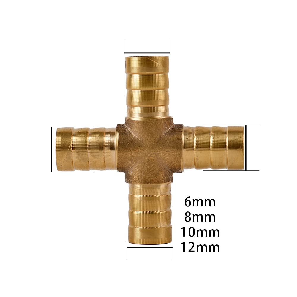 Messing-Spleißverschraubung, Messing-Spleiß-Rohrverschraubung, Wasser-Gas, Luftgelenk, gerades T-Stück mit Kreuzwinkel, Schlauchstutzen, 6, 8, 10, 12 mm, Kupferadapter (Y-förmig, 6 mm)