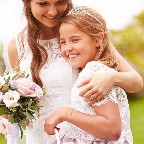 Gold Initial Bracelet for Women, Dainty Cubic Zirconia Flower Bracelet Gold Disc Letter Bracelets Personalized Gifts for Women Jewelry4