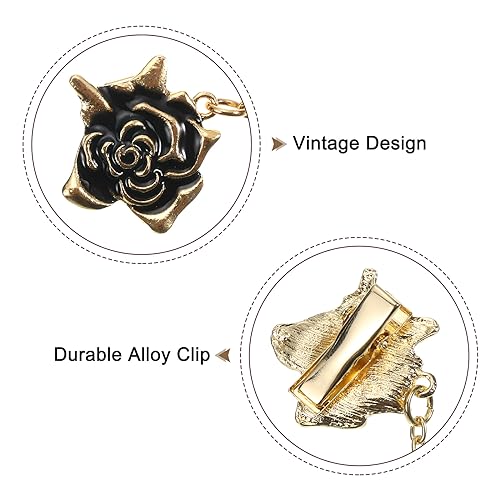 Image of uxcell Rose Sweater Clips, Retro Cardigan Collar Clips with Chain Shirt Clips Shawl Clips Clothes Clip for Women