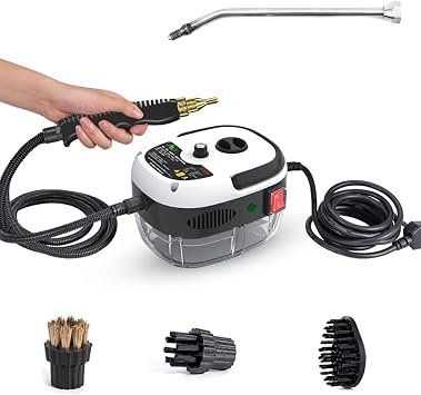 Portable Handheld Steam Cleaner, 2500W, 105C Steam, 3BAR Pressure, 1000ml Tank, 6-Position Adjustment, Floor, Sink, Car, etc.
