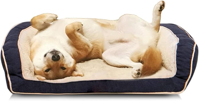 Amazon Accotia ペットベッド 犬ベッド 猫ベッド 極厚 約5cm ペットソファー ペットクッション Mサイズ ふわふわ クッション性が ぐっすり眠る 子犬 小型犬用ベッド 8kgまで対応可能 カバー取り外し 洗える 滑り止め もこもこ 寒さ対策 ネイビー Accotia ベッド