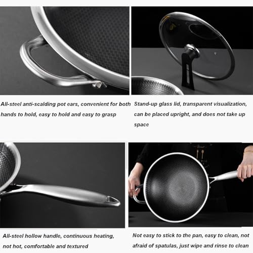 Wok de acero inoxidable con tapa diámetro 34 cm miniatura 4
