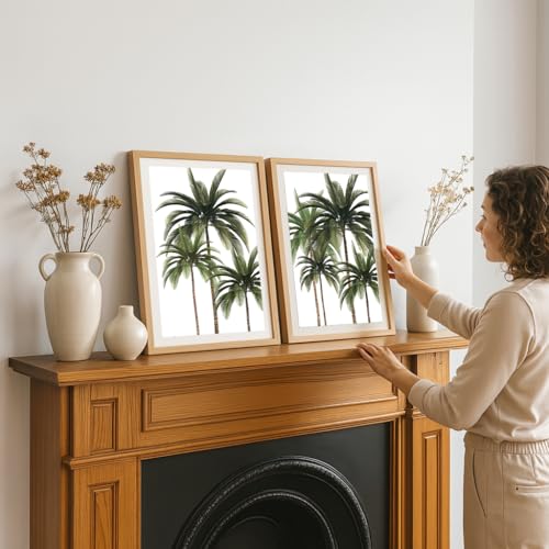 Image of COLOSSAL ART HOUSE Set of 2 botanical wall art paintings for living room & wall painting for bedroom wall decor - (10x13 Inch framed poster, Paintings for home decor)