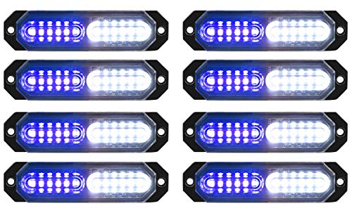 Lumière stroboscopique LED ASPL lot de 8 feux d'avertissement bleu et blanc pour camion