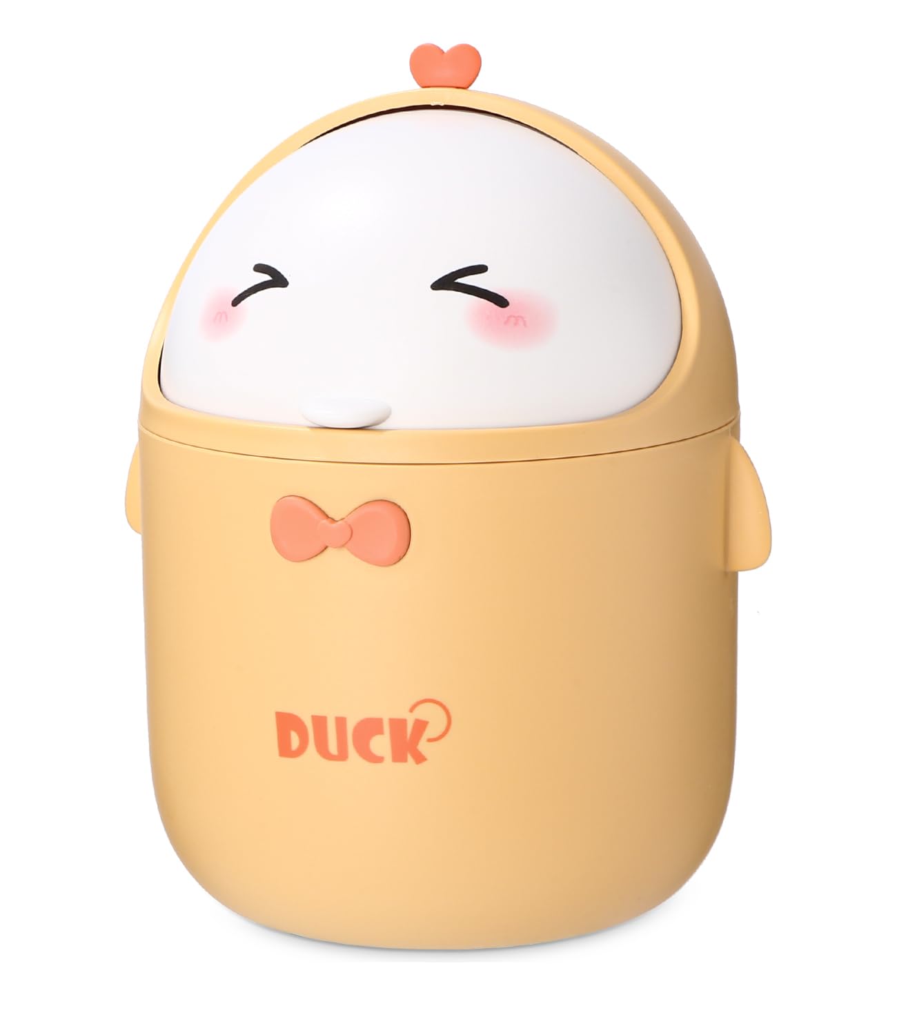 Huifoo Mini TischmüLleimer mit Deckel, Süße Cartoon Tisch Mülleimer, Cute Papierkorb Klein, Kawaii Deko, Aufbewahrungsbox, für BüRos, Kinderzimmer, Schminktisch, Wohnzimmer - Gelb