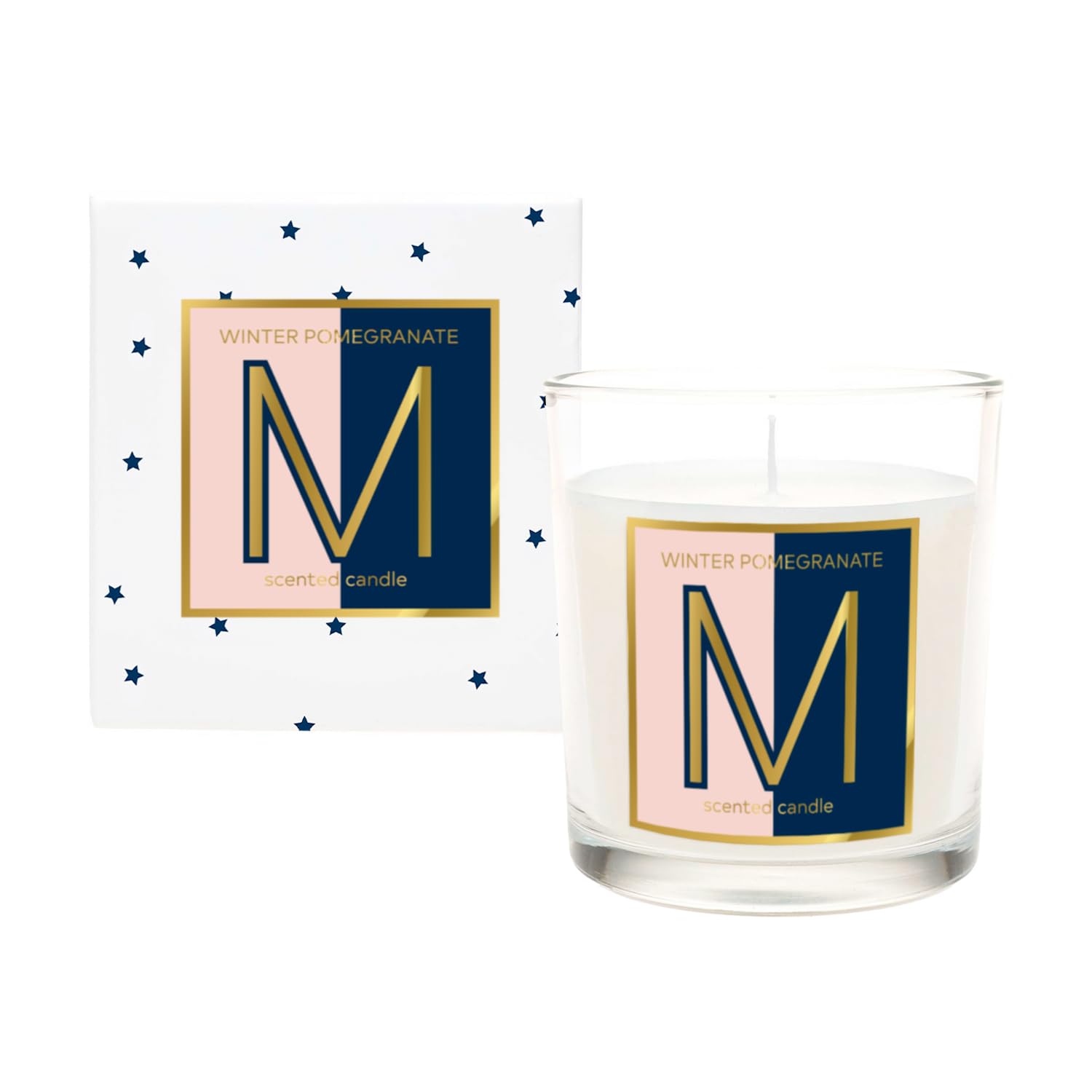 KeiCo Personalised Alphabet Candle - Winter Pomegranate 140g - A-Z Letters for Unique Gifting (Letter M)