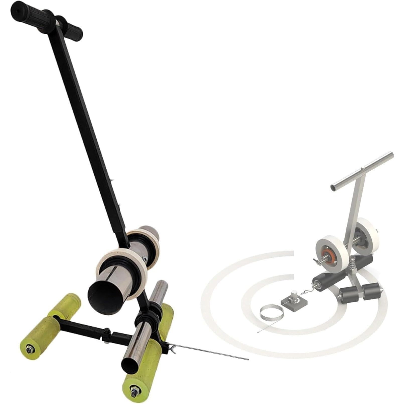 GLETSF Court Line Marking Machine, Basketball Court Marking Kit with Rubber Roller and Drawing Circle, Manual Tape Pasting Machine for Driveways, as,