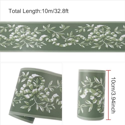 Borda de papel de parede autoadesiva de 10m / 32,8 pés, bordas de parede em PVC para cozinha, banhei