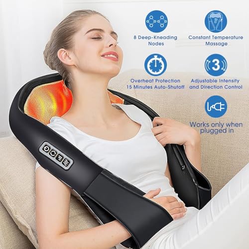 AERLANG Massagegerät Schulter Nackenmassagegerät mit Wärme, Weihnachtsgeschenke, Shiatsu Rückenmassagegerät Massagegerät Nacken,Rücken,Nacken Geschenke für Frauen, Männer 4