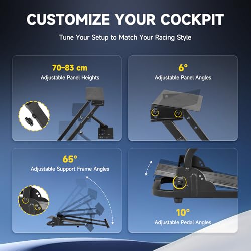 CO-Z Foldable Racing Steering Wheel Stand, Height Adjustable Gaming Wheel Stand with Gear Shift Holder, Simulator Cockpit Compatible with Logitech G920 G27 G25 G29 Thrustmaster T80 T150 TX F430 - Image 5