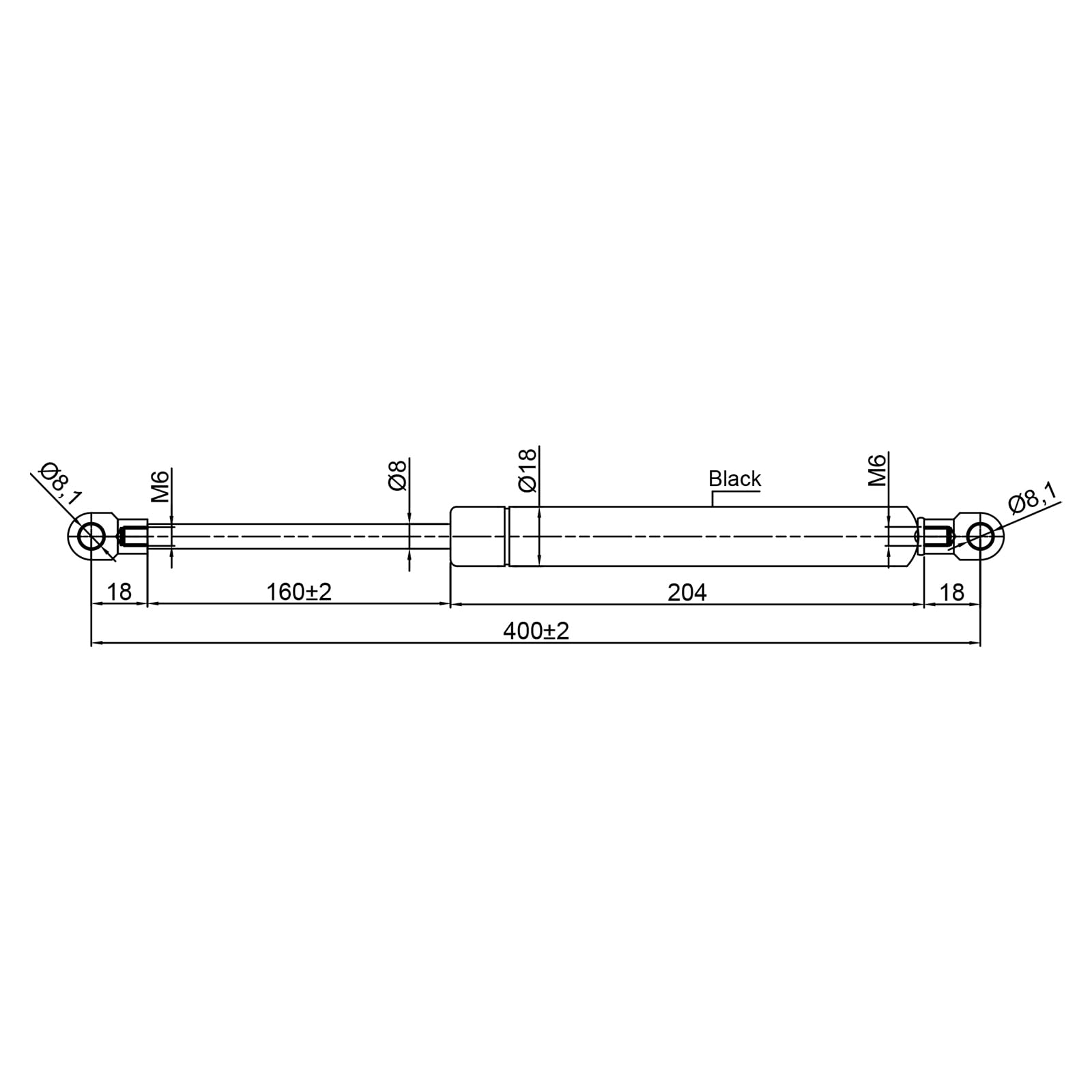 Universal Gas Struts Spring Eyelet | 100-1000 Newton | Length Options 200 mm to 900 mm | Heavy-Duty | Lift Support System (800MM, 300 N) — view 42
