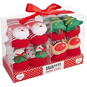 BRUBAKER 4 Paar Babysokken voor Jongens 0-12 Maanden – Baby Geschenkset voor Pasgeborenen in Geschenkverpakking met…