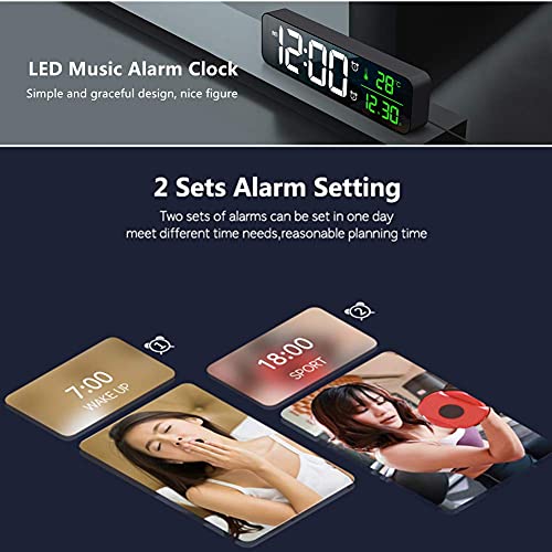 Abovsare 8810 Digital Large Display Alarm Clock For Living Room Office Bedroom Decor Led Electronic Date Temp Display Wall Electric Clocks Automatic Brightness Dimmer Smart Cool Modern Desk Accessories Black thumb #8