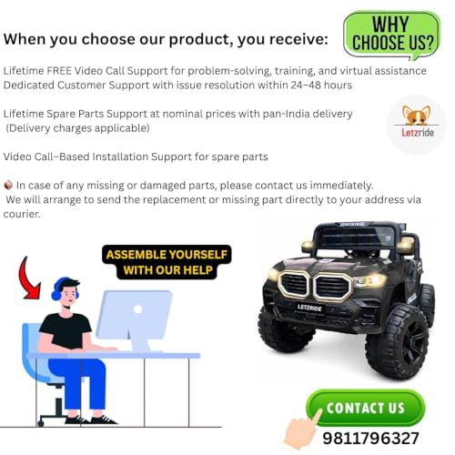 Image of Kids Electric Ride-On Car for 1-6 Years | Battery Operated with LED Lights, Music, Remote Control & Rechargeable Battery | 4-Wheel Drive Toy Car for Boys & Girls (Black)