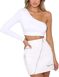 one sleeve white crop top