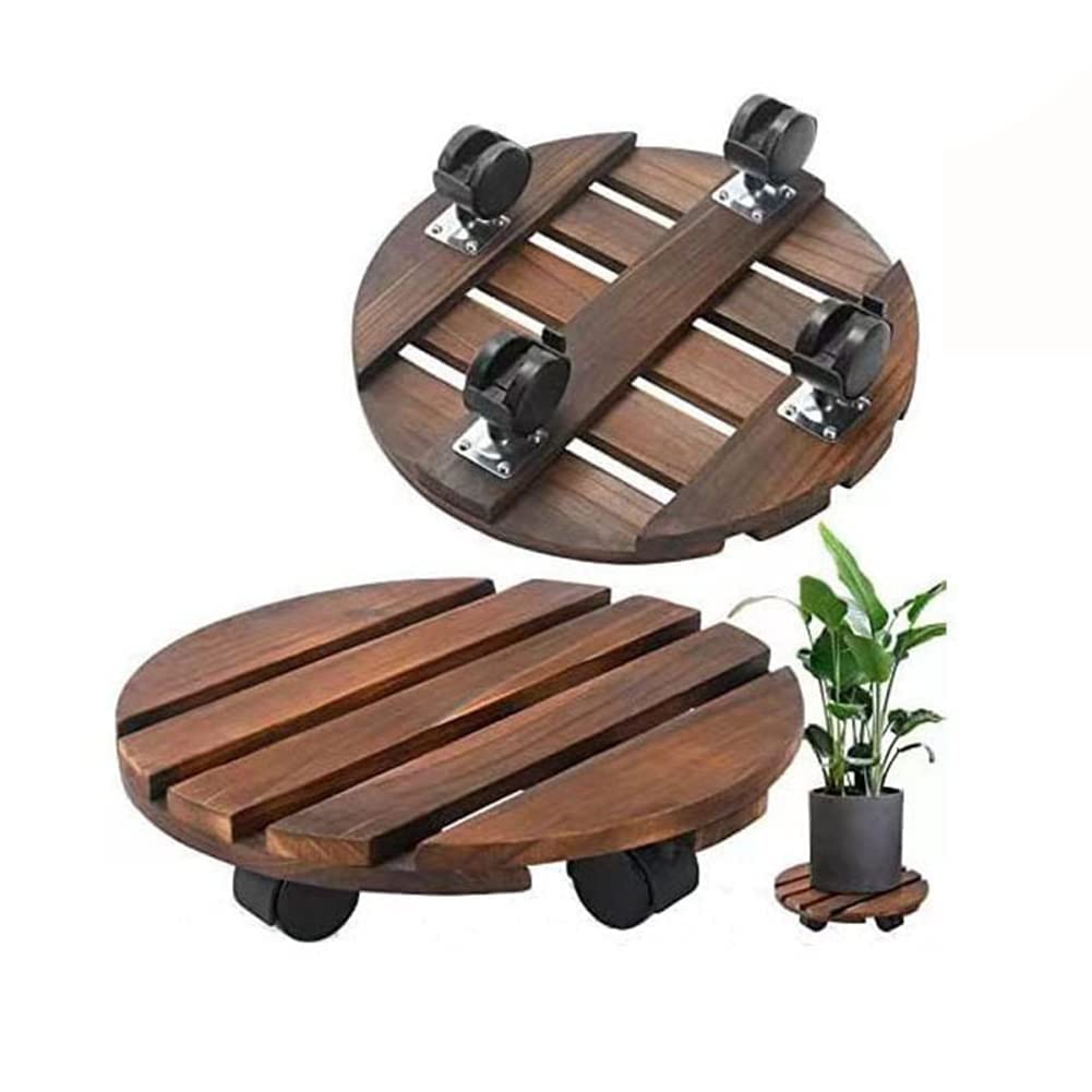 Pflanzentrolleys mit Rädern, robuster Topfwagen – rund ⌀25 cm – Vintage-Stil – Gartentopf – Ständer, Transportwagen (Durchmesser: 30 cm)