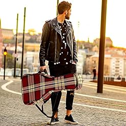 Housse de Guitare, Euit de Guitare en Tissu Oxford Impermeable avec Sangles Reglables pour 42″41″40″ Guitares Plaid écossais beige et rouge 108.9×42.9×11.9 cm - Les Beatles, Paul McCartney, John Lennon, RIngo Starr, George Harrison Housse de Guitare, Euit de Guitare en Tissu Oxford Impermeable avec Sangles Reglables pour 42"41"40" Guitares Plaid écossais beige et rouge 108.9x42.9x11.9 cm – Image 6