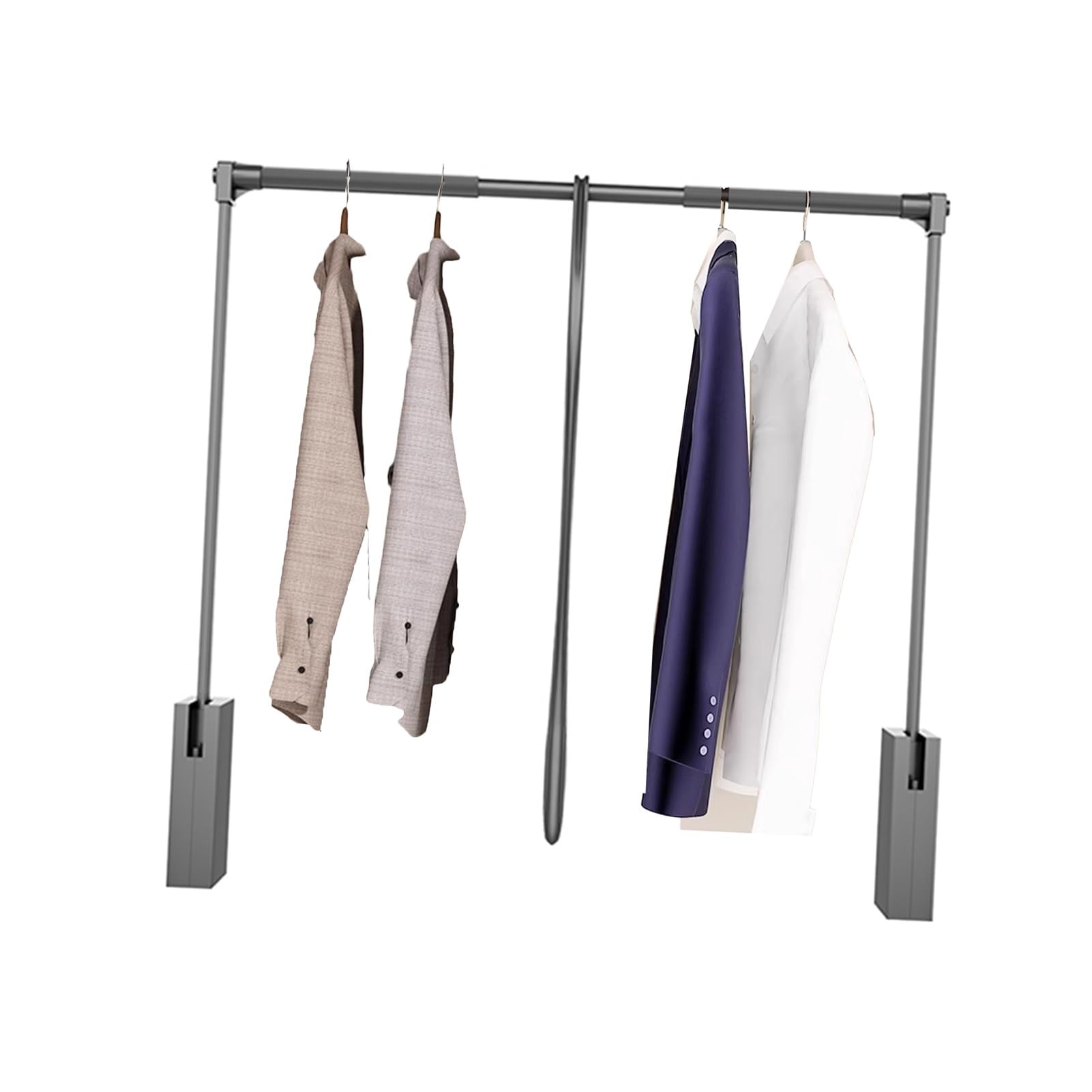 GTHTUHFD Adjustable Width Wardrobe Rail,Pull Down Clothing Storage Rod With Double Buffering,For Cloakroom Cabinets W-890-1210mm
