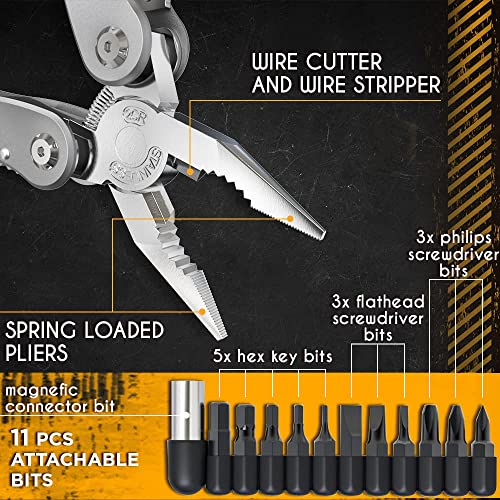 Multitool 24In1 With Mini Tools Knife Pliers And 11 Bits - Multi Tool All In One - Multi Function Gear For Men Best Multi-Tool Kit For Work Edc Camping Backpacking Survival - Great Gifts For Men 2238 #TOP3
