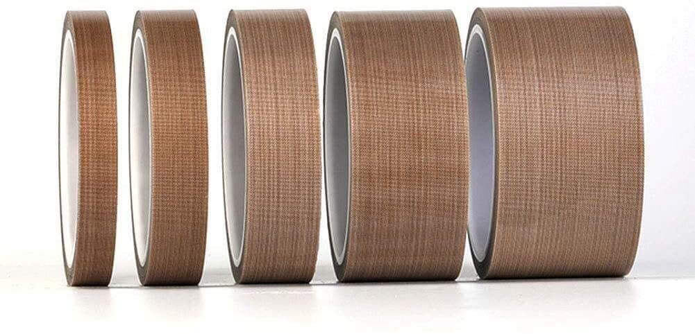 5 rollos TEFLON Cinta adhesiva de alta temperatura, cinta de sellado Máquina de sellado de cinta de alta temperatura Tintador de alta temperatura resistente al calor, rollo de un solo rollo de 10 m de