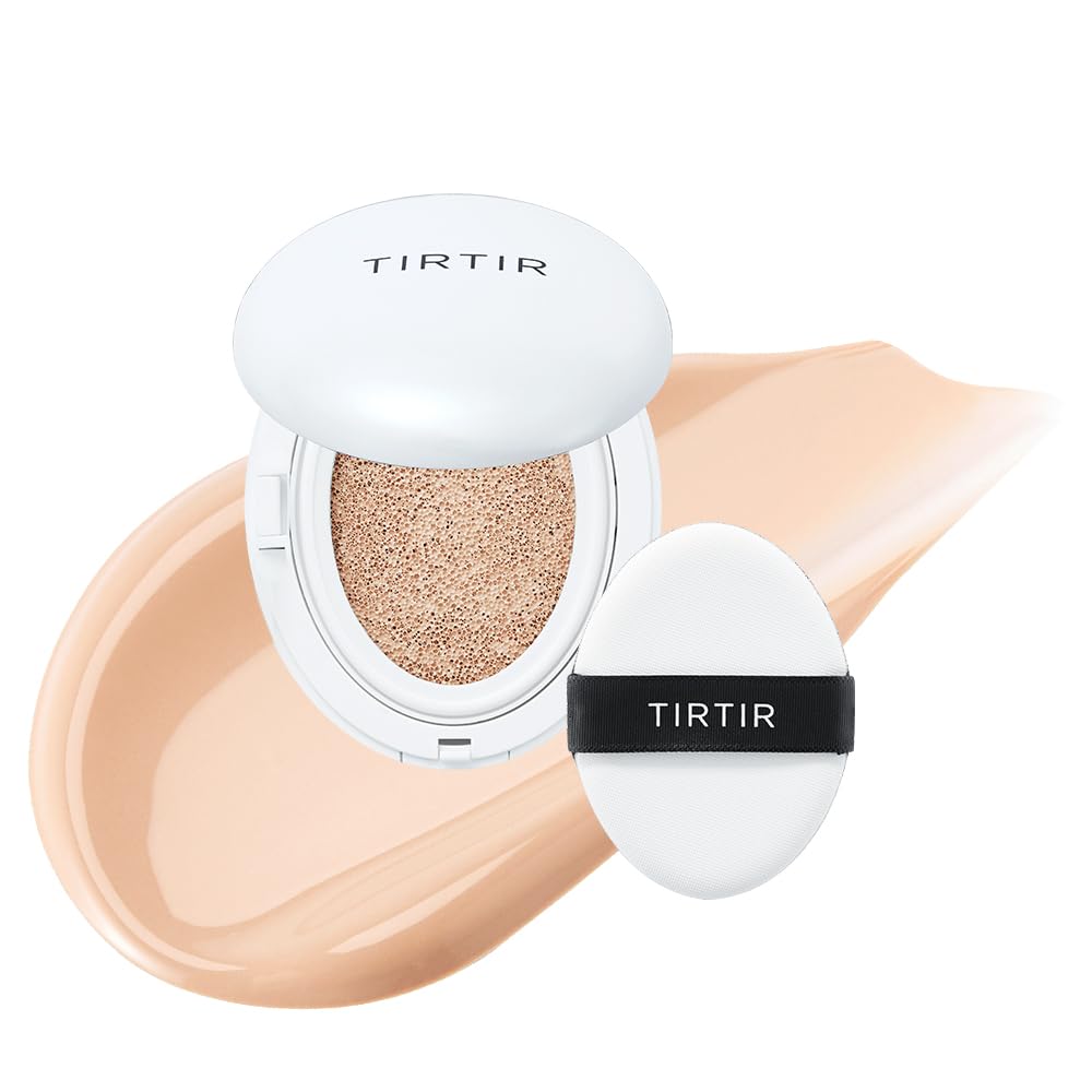TIRTIR My Glow Cream Cushion | Natural Coverage, Hydrating, Dewy, Glow Finish, 24-Hours Long Lasting, Moisture barrier, Korean Cushion, Mini (0.15 oz.), #17C Porcelain