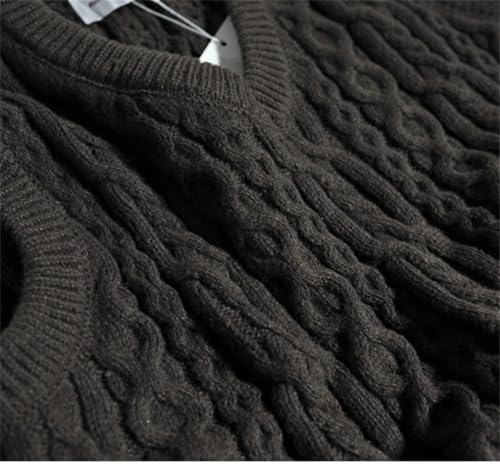 Men Vintage Twisted Textured V-Neck Sweaters Vest Sleeveless Solid Casual Warm Waistcoat4
