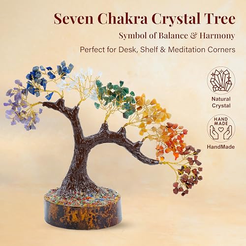 Image of Crocon 7 Chakra Bonsai Crystal Tree, Healing Crystals Home Decor | Spiritual Gift, Birthday Gifts Women, Mom, Sister | Housewarming Gifts New Home | Meditation Decor, Gift for Her Grandma