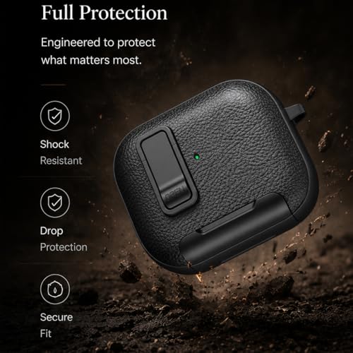 Image of for Leather AirPods Pro 3 Case 2025 | Cute iPod Air Pods Pro 3 Case with Magnetic Lock | with Phone Holder & Keychain | Airpods 3 Pro Cases for Man Women(Model A2700 /A2931)(Black)