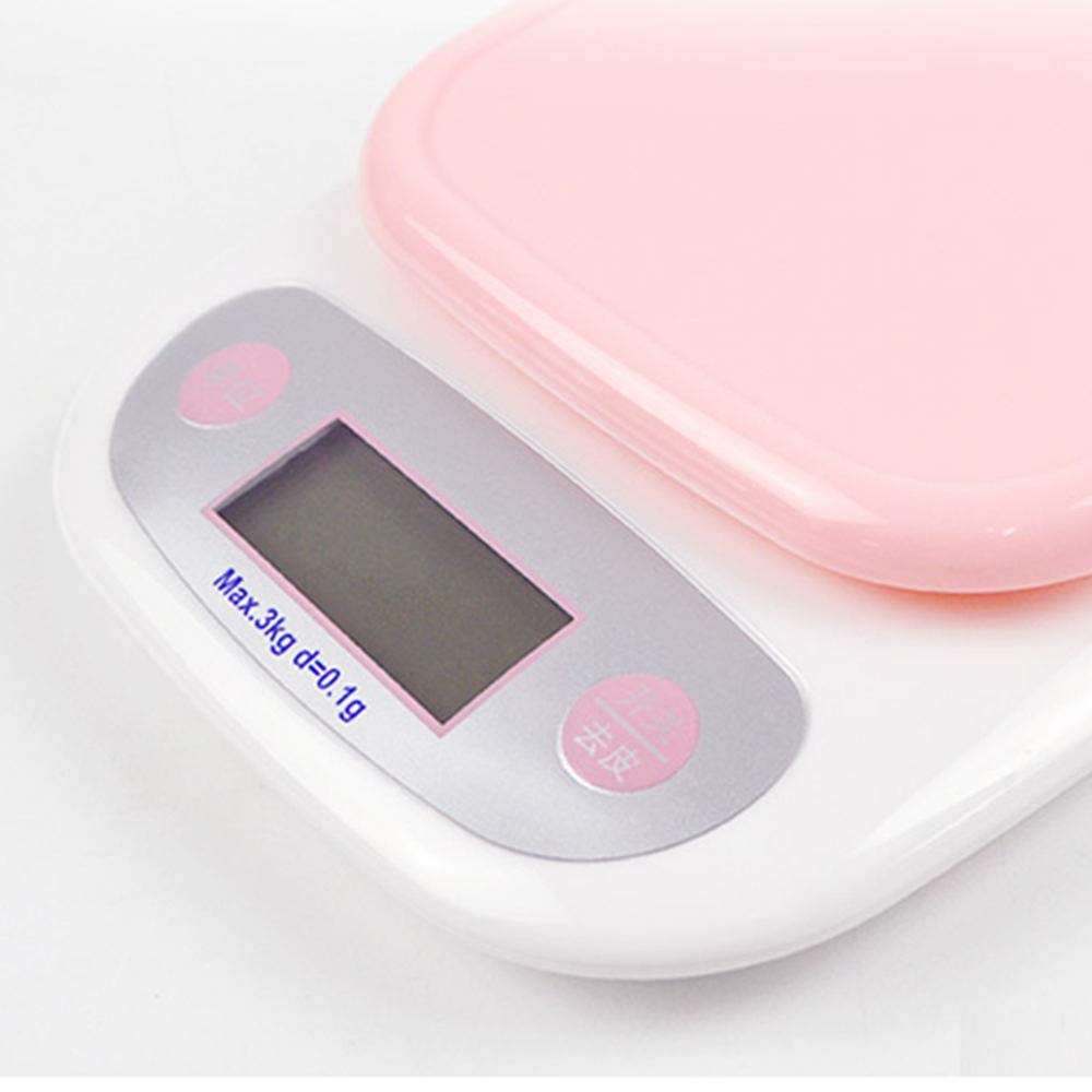 Balance de cuisine numérique de 5 kg - Balance électronique de bureau de haute précision - Mesure précise (rose, 3 kg)