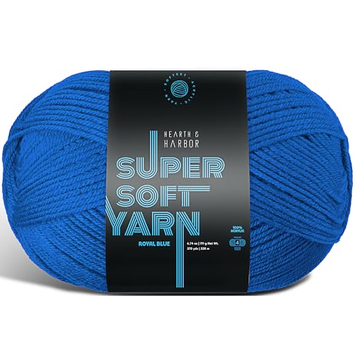 Image of Acrylic Yarn for Crocheting & Knitting - Soft Crochet Yarn for Crocheting, 370 Yards, Perfect for Crafts & Amigurumi, Medium Worsted Weight 4, Royal Blue