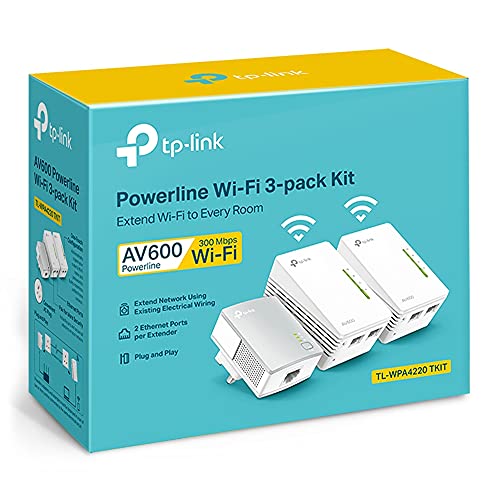 TP-Link TL-WPA4220T Kit DE 2 Puertos Adaptador Powerline Starter Kit WiFi, Extensor de Alcance, de Banda Ancha/WiFi Extender, Wi-Fi Booster/Hotspot, sin Necesidad de configuración, enchuf