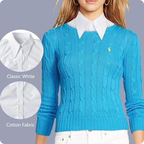 NIDMIDO Cotton Classic Fake Collar Detachable Dickey Collar Half Shirts Blouse False Collar Top for Women Girls Outfits (White)4
