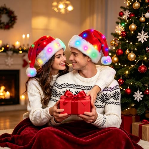 Santa Hats Adult 4-Pack with LED Lights - image 4