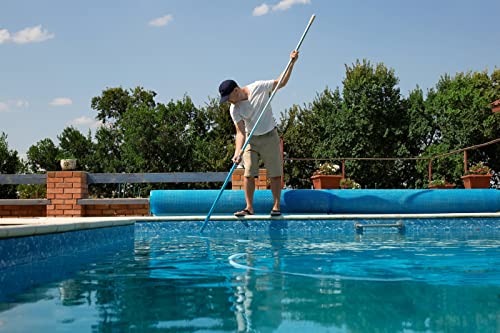 Poolwhale Professional 12 Foot Blue Anodized Aluminum Telescopic Swimming Pool Pole,Adjustable 3 Piece Expandable Step-Up,For Skimmer Nets, Vacuum Heads And Brushes, Strong Grip & Lock #TOP5