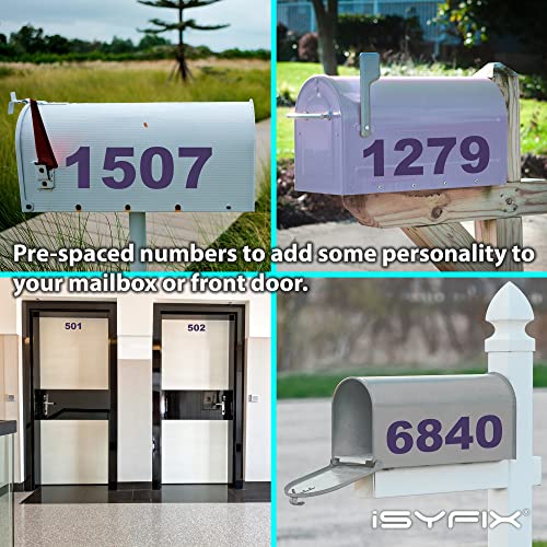 image for iSYFIX Purple Vinyl Numbers Stickers – 5 Inch Self Adhesive (2 Sets)