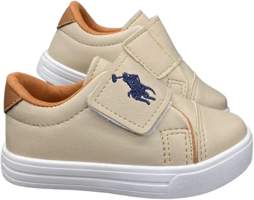 Tênis Infantil Menino Marfim Polo Ponta Larga Conforto
