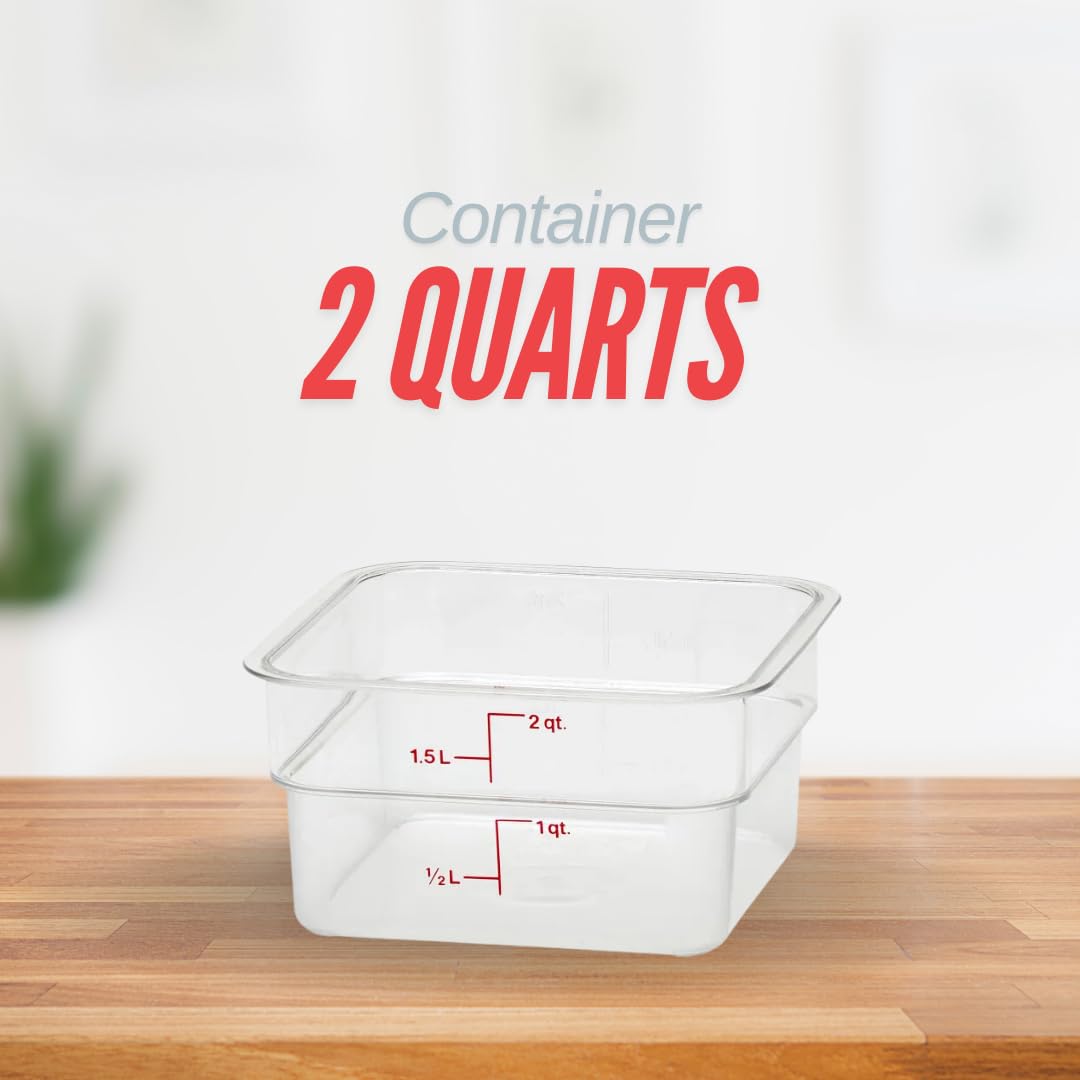 ATREVO Contenedores de almacenamiento de alimentos con tapas. Cubos cuadrados y transparentes de policarbonato de grado alimenticio para cocina, restaurante y panadería. (paquete de 3) 2 cuartos de