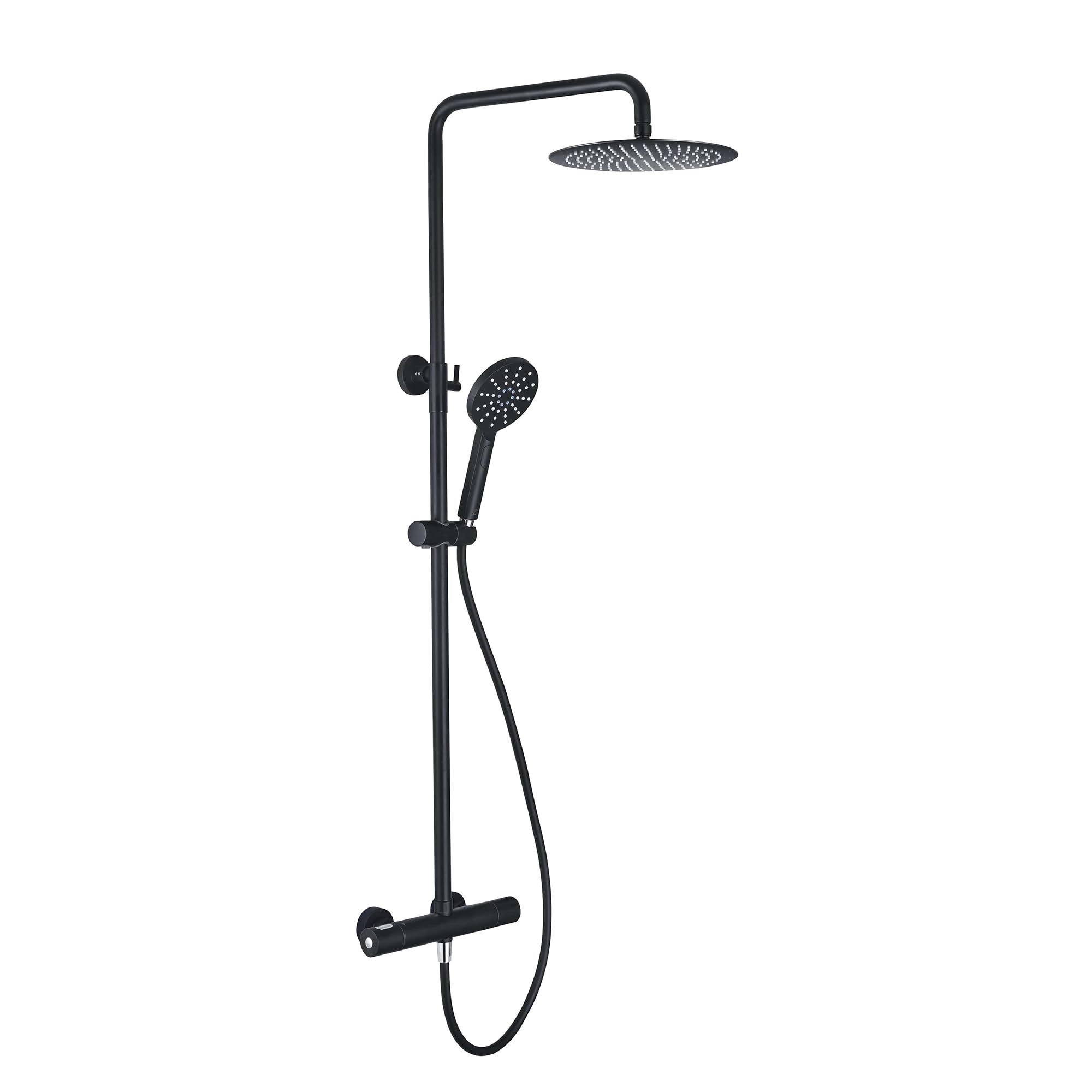 Pommeau de douche noir au design danois élégant avec flexible et support