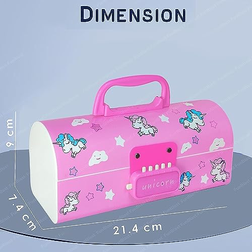 Image of LONGMIRE Plastic Pencil Box with Code Lock Pen Case Large Capacity Multi-Layer Multi-Function Storage Bag Secret Compartment Pencil Box for Kids- Multi-Color (Cute Pink)
