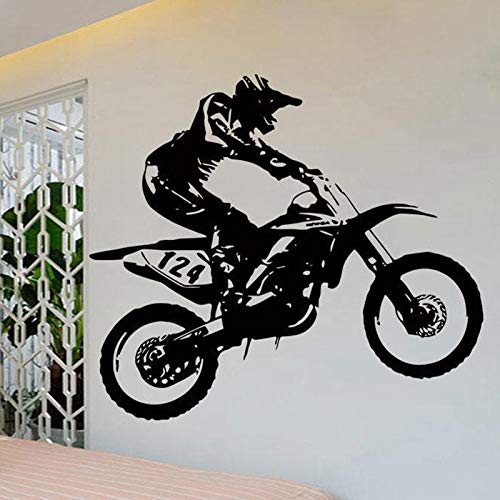 Motocross Motocicleta Carreras Pegatina Coche Motocross Motocicleta Cartel Vinilo Pared calcomanía Mural Decorativo Motocross Motocicleta Carreras calcomanía 97x110cm