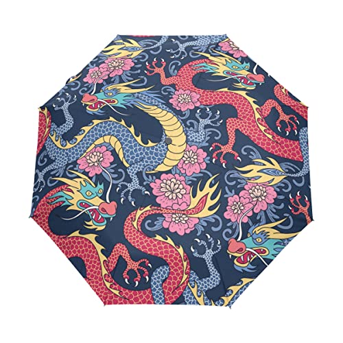 Parapluie pliable motif dragon au design traditionnel de Chine