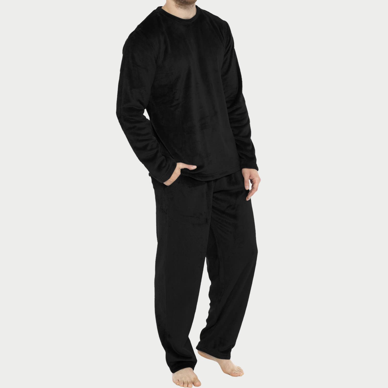 Conjunto de pijama para hombre, diseño de camisa y pantalones, color liso, para el hogar, dos conjuntos de pijama largo y cálido a juego para parejas