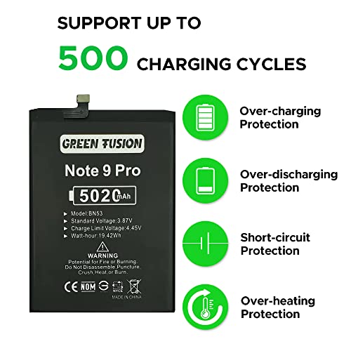 Image of GREEN FUSION Only for Redmi Note 9 Pro & Note 10 Pro Battery Replacement, BN53 Battery for Redmi Note 9 /10 Pro 5020mAh with Repair Toolkit & Video Tutorial