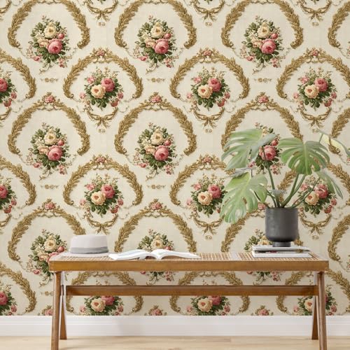 Image of PAPER PLANE DESIGN Vintage Floral Vinyl Self Adhesive Wallpaper Peel & Stick, Waterproof, Stain-Proof & Easy to Clean | 16 in X 90 in, Decor for Bedroom, Hallway, Living Room (B)