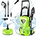 Lavadora de alta presión COOCHEER (1650w, presión máx.: 135 bar, caudal máx.: 420 l/h, 3x boquillas) con limpiador de patios, manguera de alta presión de 5 m, cable de 5 m, Ideal para coches